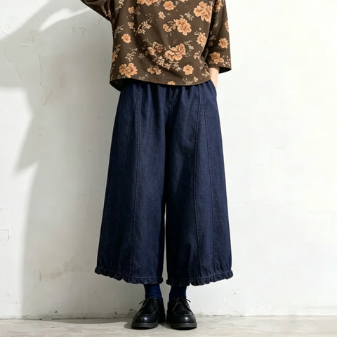 無地 プリーツ アンクル丈 レトロ ガウチョパンツ F 写真通り