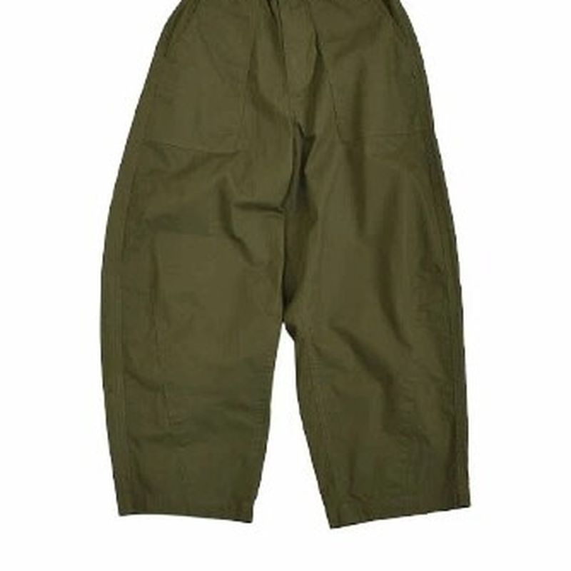 S-4Lサイズ コットン無地 ハイウエスト カジュアルパンツ 4L グリーン