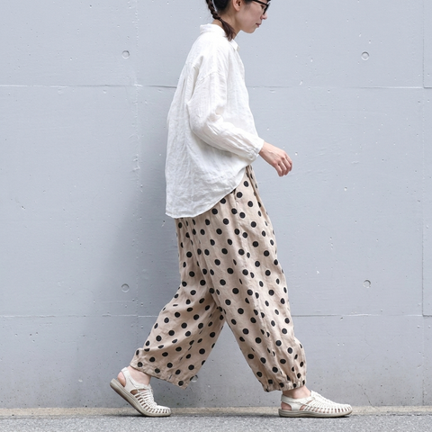 大人女子のドット柄バルーンパンツ♪ ゆったり綿素材    ナチュラル可愛い M 写真通り