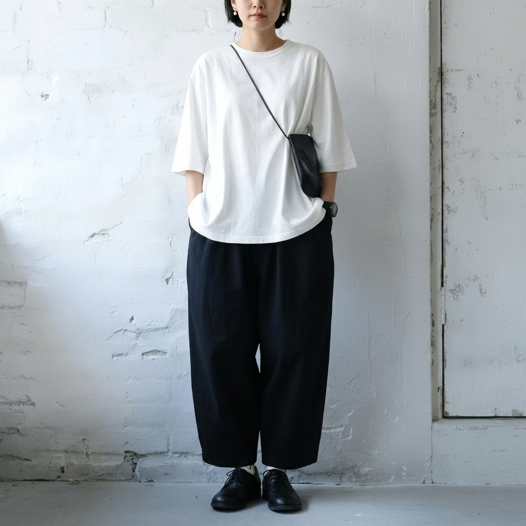 M-4XL 暑がりな私のパンツ コットン ガウチョパンツ M ブラック