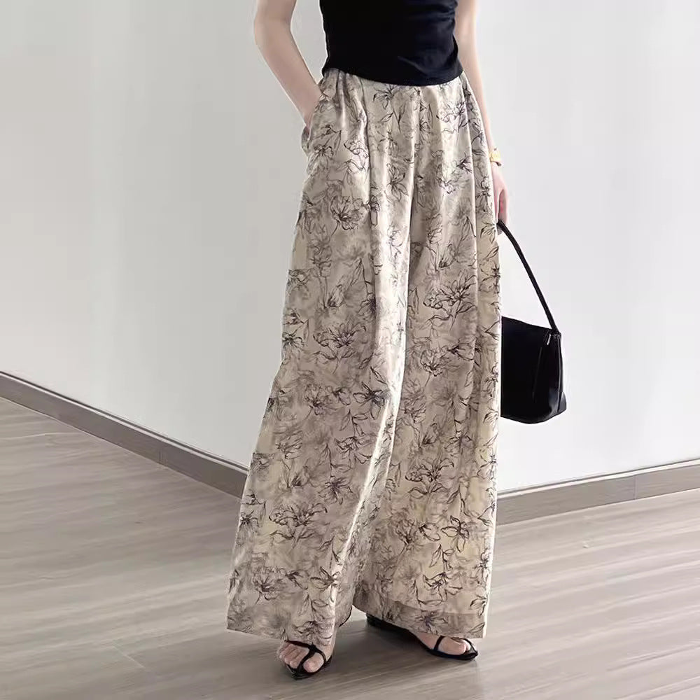S-2XL コットン ハイウエスト プリント ファッション カジュアルパンツ S 写真通り