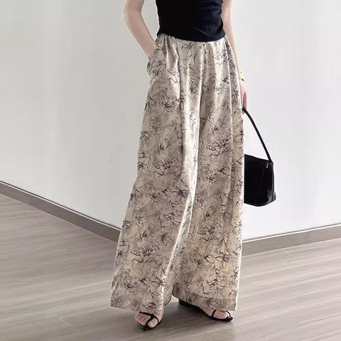 S-2XL コットン ハイウエスト プリント ファッション カジュアルパンツ S 写真通り