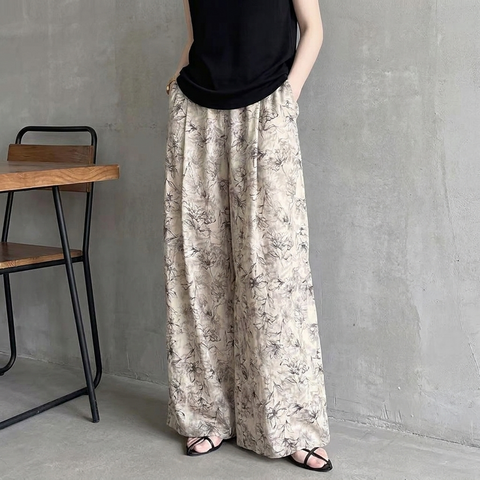 S-2XL コットン ハイウエスト プリント ファッション カジュアルパンツ S 写真通り