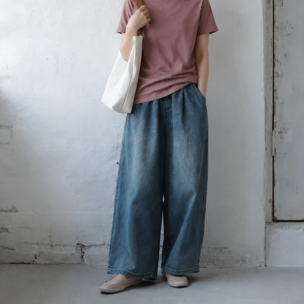 M-3XL シンプル ロング丈 体型をカバー ポケット付き 通気性良い ジーンズ M ブルー