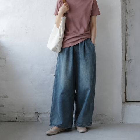 M-3XL シンプル ロング丈 体型をカバー ポケット付き 通気性良い ジーンズ M ブルー