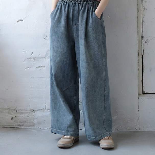 M-3XL シンプル ロング丈 体型をカバー ポケット付き 通気性良い ジーンズ M ブルー