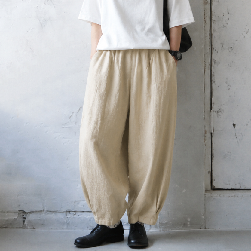 M-2XL 綿麻 ハイウエスト 無地 ロング丈 レトロ カジュアルパンツ M グレー