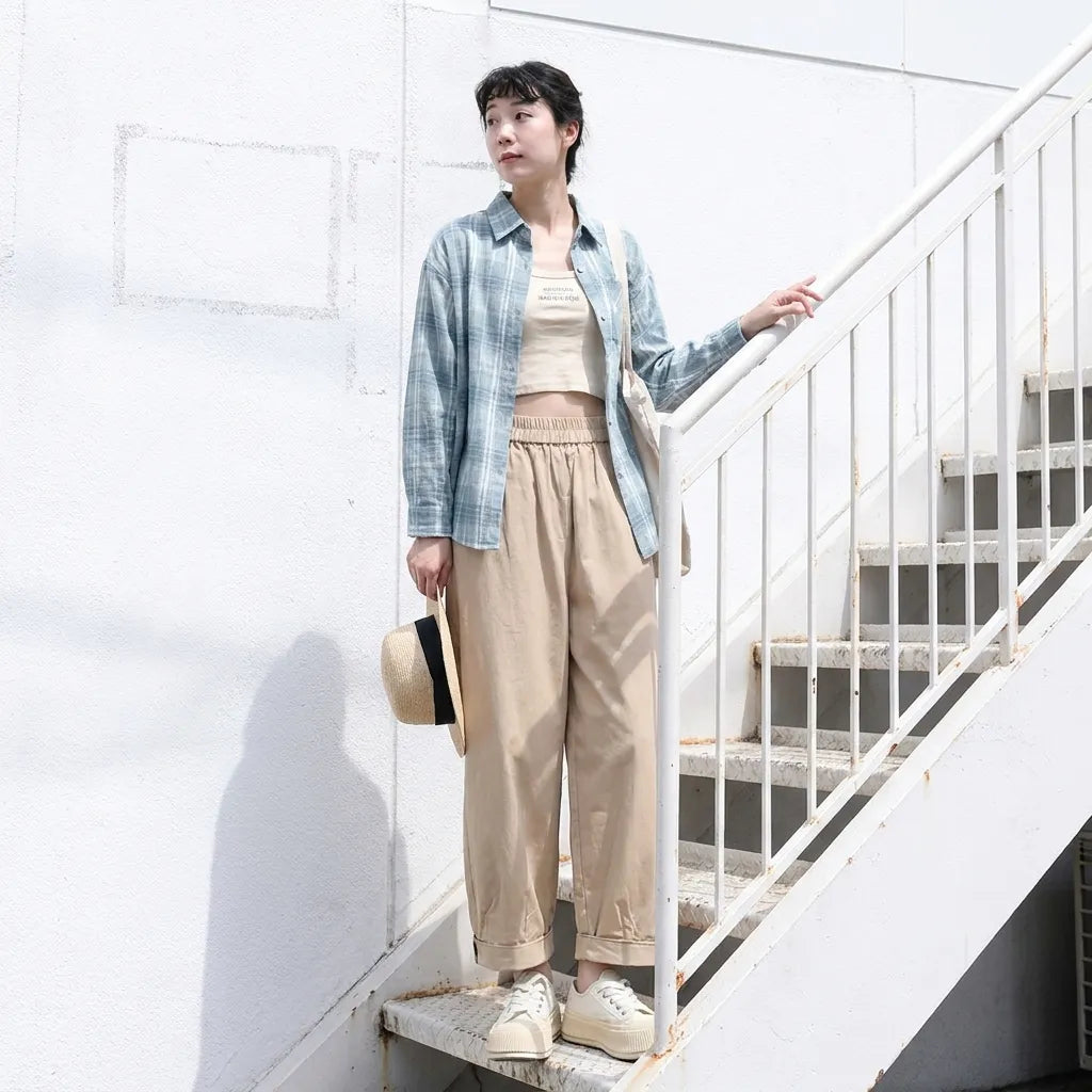 L-6XL 混紡 無地 アンクル丈（9分丈） 平日  ストレートパンツ L アプリコット