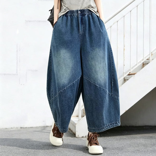 インスタで超人気M-2XL 無地 アンクル丈（9分丈） デニム 薄手素材 レトロ ガウチョパンツ M 写真通り
