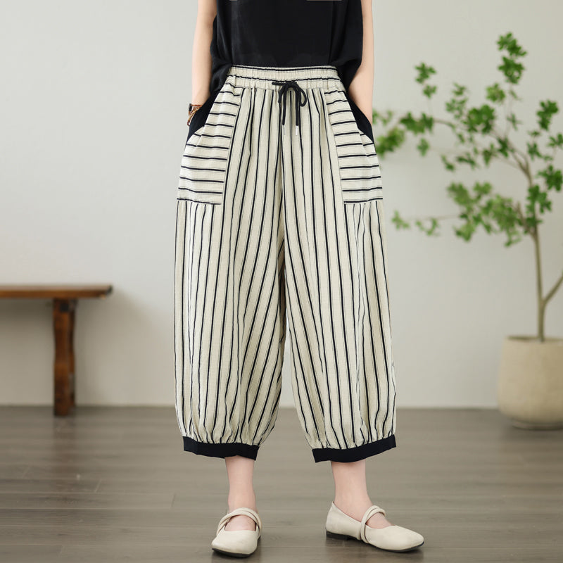 M-2XL ストライプ柄 大人っぽい 通気性良い 耐久性 カジュアルパンツ M 写真通り