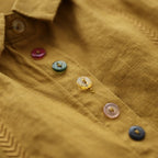 L-2XL 綿麻 刺繍 長袖 ボタン 折り襟 レトロ シャツ L グリーン
