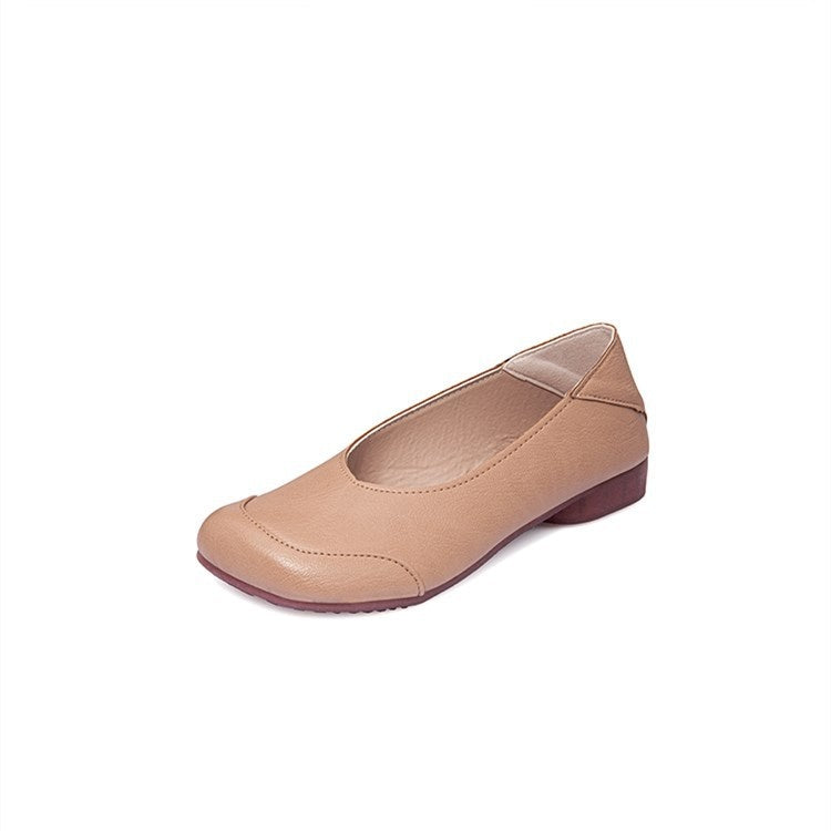 22.5-25cm PU ラバー キック 秋 フラットヒール シンプル ローヒールパンプス 22.5 カーキ