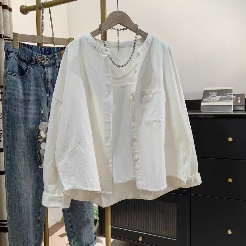 M-3XL 上品見え 通気性良い ナチュラル 長袖 シャツ M カーキ