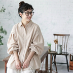 M-L 甘すぎない ふんわり袖の大人シャツ M ホワイト