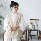 M-L 甘すぎない ふんわり袖の大人シャツ M ホワイト