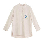 M-2XL No.1 人気商品 レトロ 刺繍 ボタン 長袖 シャツ M リネン