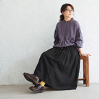 【コットン】M-3XL 無地 シンプル ポケット付き ボタン スカート M ブラック
