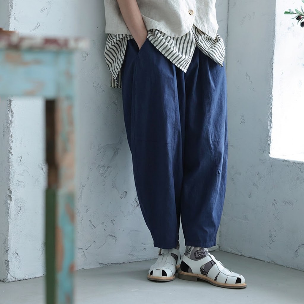 S-2XL 耐久性 リラックス感 シンプル 無地 ナチュラル カジュアルパンツ 2XL ブルー