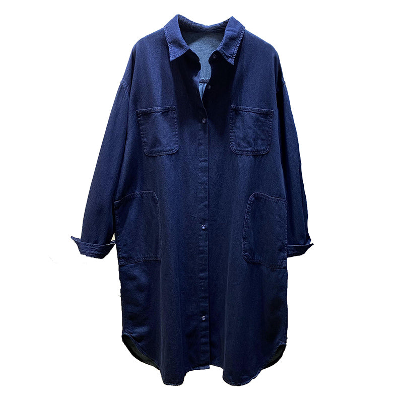 L-XL レトロ ゆったり ミディアム丈 カジュアル 外着に最適 シャツ L ライトブルー