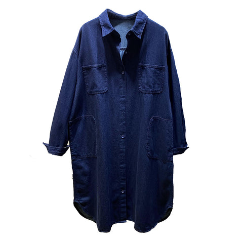 L-XL レトロ ゆったり ミディアム丈 カジュアル 外着に最適 シャツ L ライトブルー
