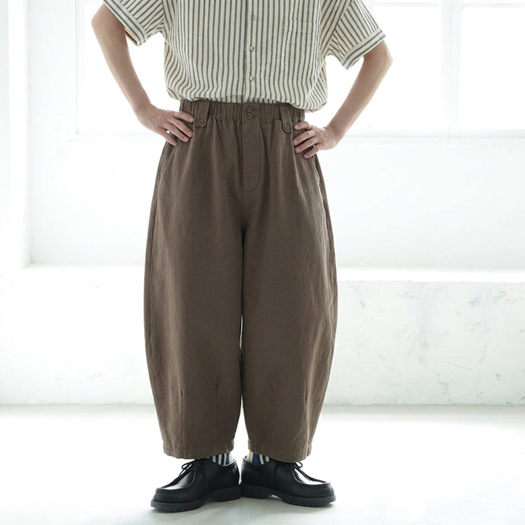 L-4XL コットン 無地 ハイウエスト アンクル丈（9分丈）カジュアルパンツ L ブラック