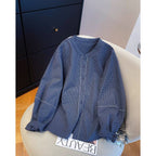 M-2XL 女性らしさ全開 チェック柄  長袖 切り替え シンプル シャツ M ブルー