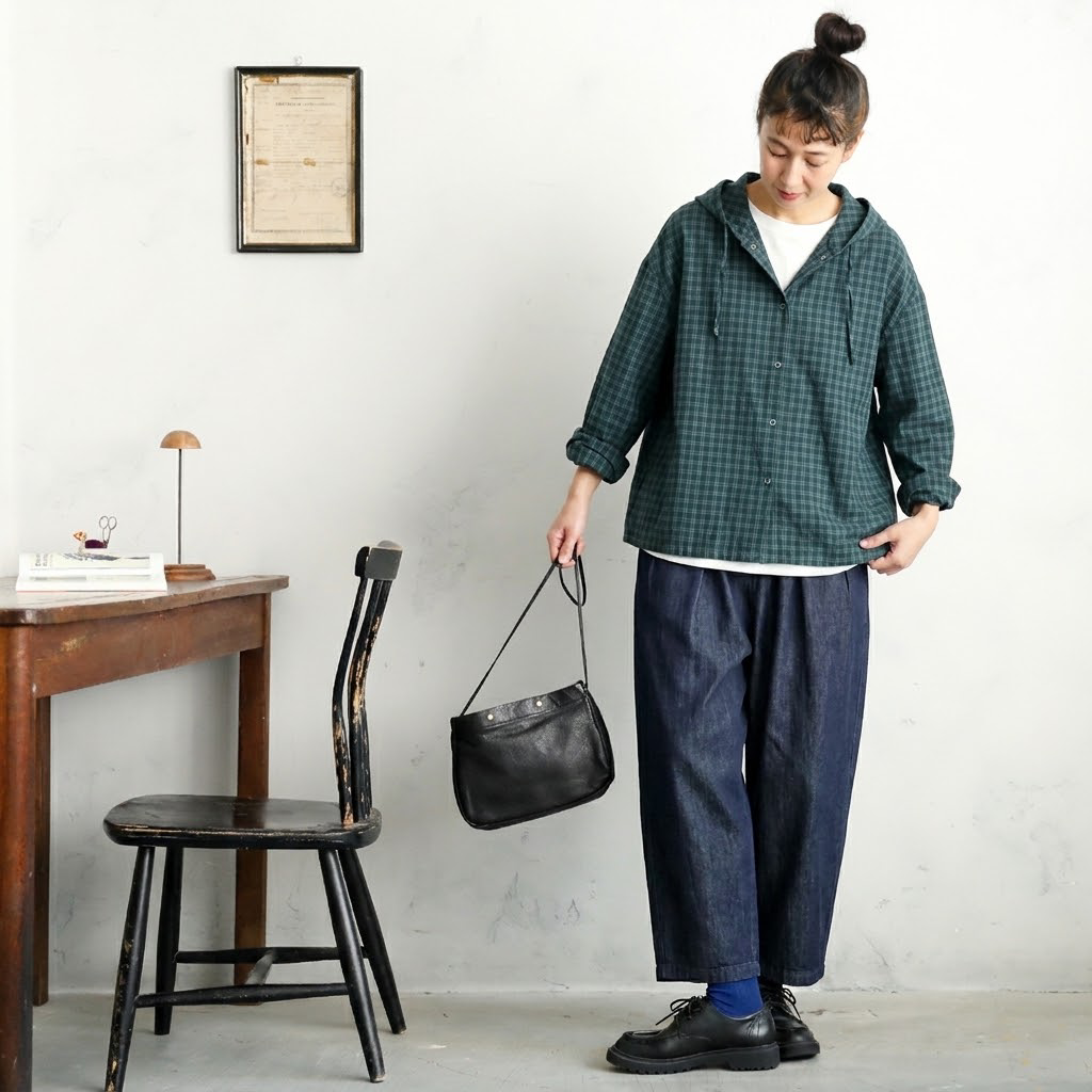 【コットン】M-2XL 女性に大人気 ボタン チェック柄 長袖 レトロ シャツ M グリーン