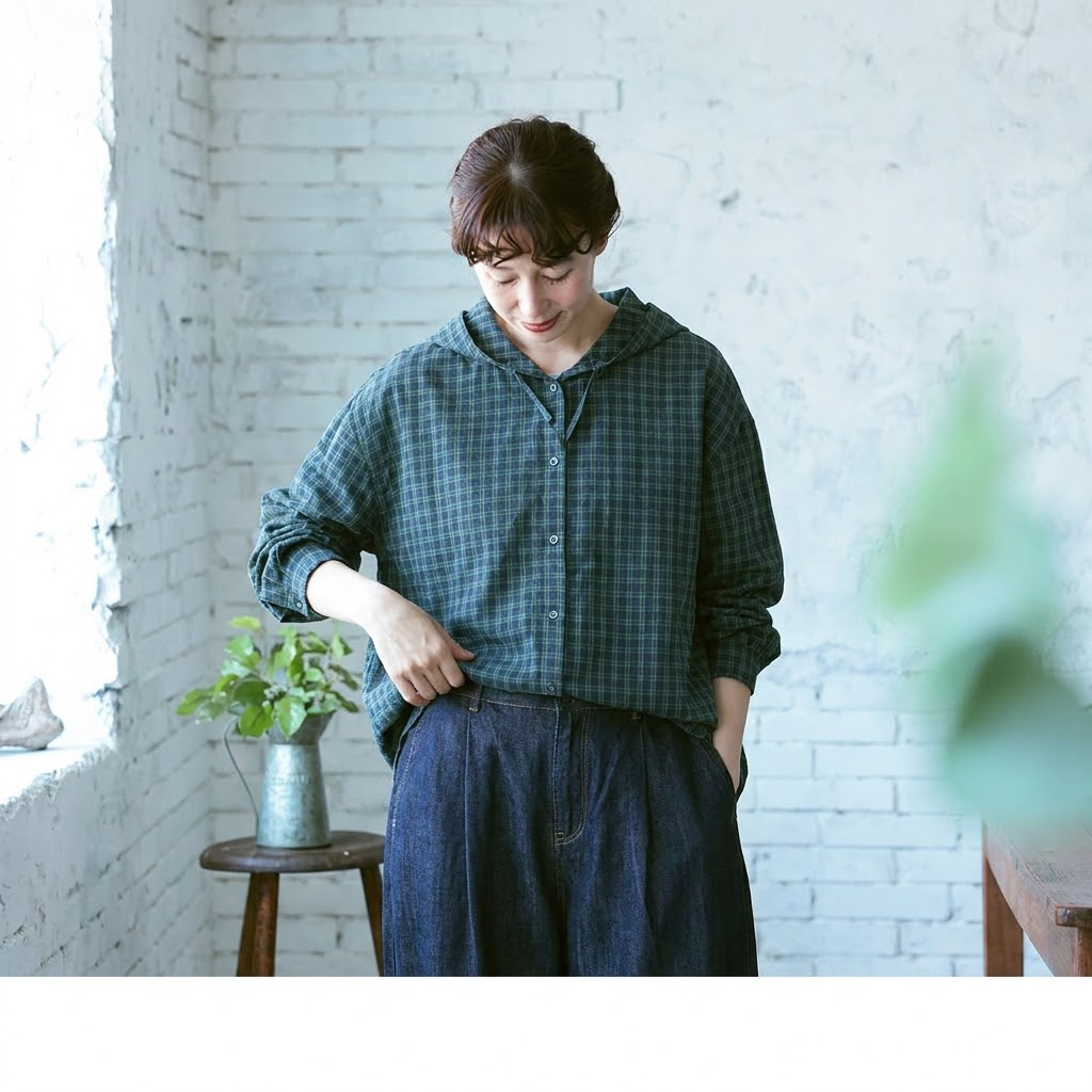 【コットン】M-2XL 女性に大人気 ボタン チェック柄 長袖 レトロ シャツ M グリーン