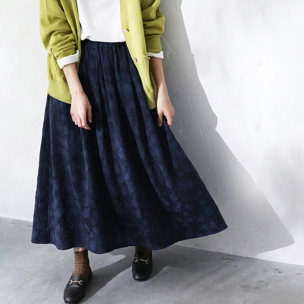 M-XL プリント 柔らかい テクスチャ シンプル 季節の変わり目 スカート M ダークグリーン