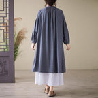【コットン】M-2XL 新作発売！体型をカバー シンプル 無地 森ガール シャツワンピース M 写真通り01