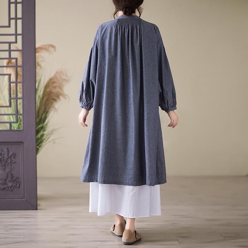 【コットン】M-2XL 新作発売！体型をカバー シンプル 無地 森ガール シャツワンピース M 写真通り01