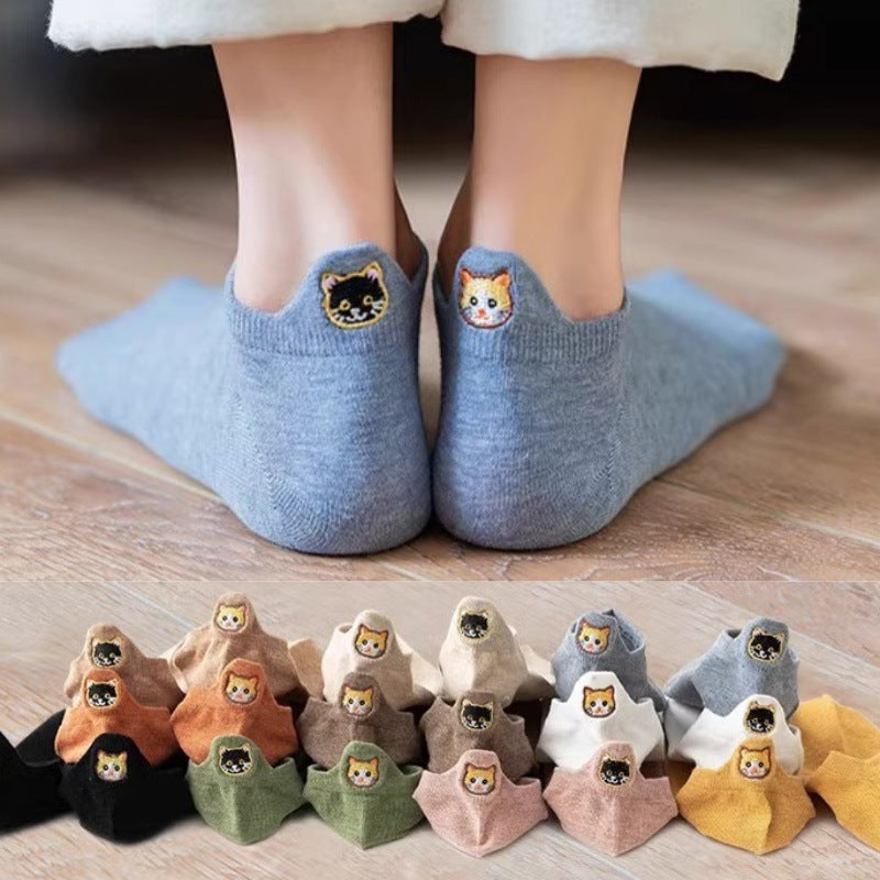 新商品をピックアップ！ 汗吸収 無地 刺繍 動物柄 ソックス 22.5-25cm ホワイト