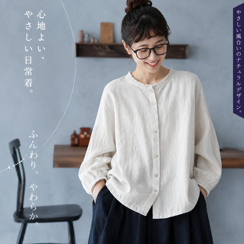 M-3XL 大人のナチュラル ゆったり 体型カバー きれいめ シャツ M ナチュラル