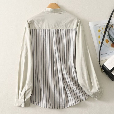 L-2XL 切替ディテールを活かした、フェイクレイヤードシャツ L ブルー