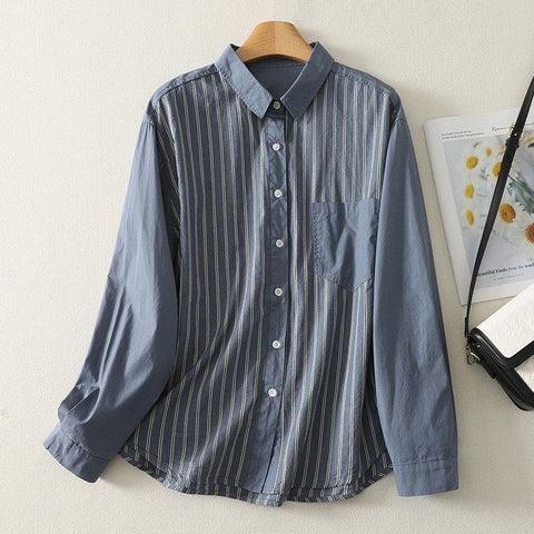 L-2XL 切替ディテールを活かした、フェイクレイヤードシャツ 2XL ブルー