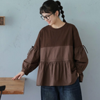 M-2XL 秋風とランタンスリーブプルオーバー M グレー