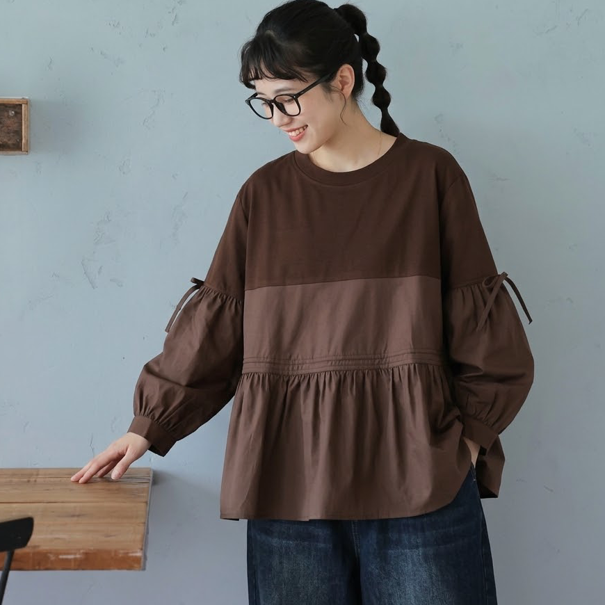 M-2XL 秋風とランタンスリーブプルオーバー M グレー