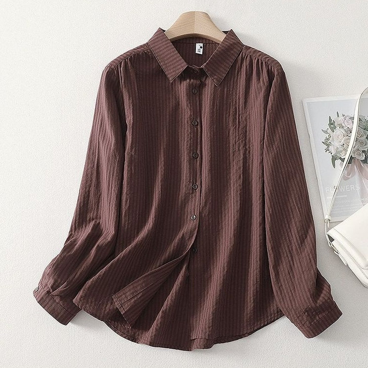 L-2XL POLOネック シングルブレスト レトロ 長袖 シャツ L イエロー
