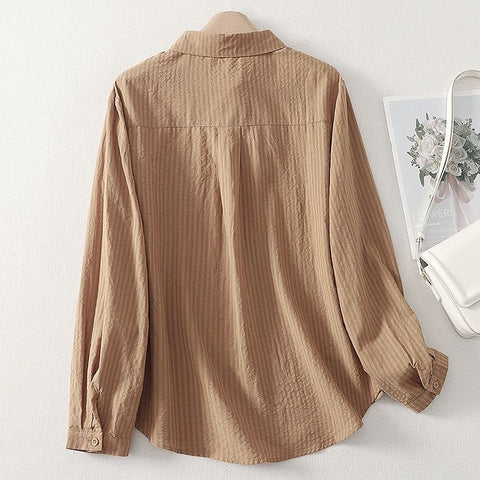 L-2XL POLOネック シングルブレスト レトロ 長袖 シャツ L イエロー