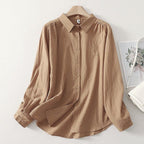 L-2XL POLOネック シングルブレスト レトロ 長袖 シャツ L イエロー