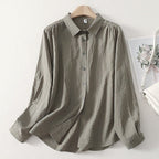 L-2XL POLOネック シングルブレスト レトロ 長袖 シャツ 2XL グリーン