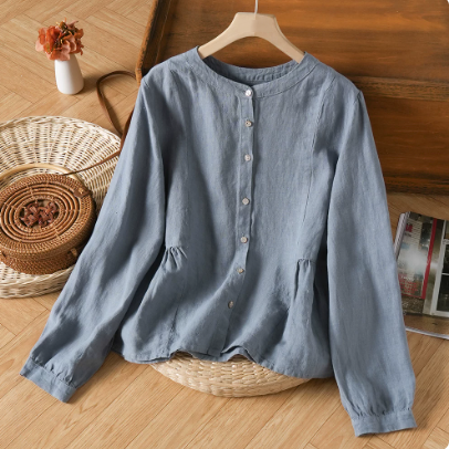 L-2XL 着回し 軽やか きれいめ 長袖 シャツ L ブルー