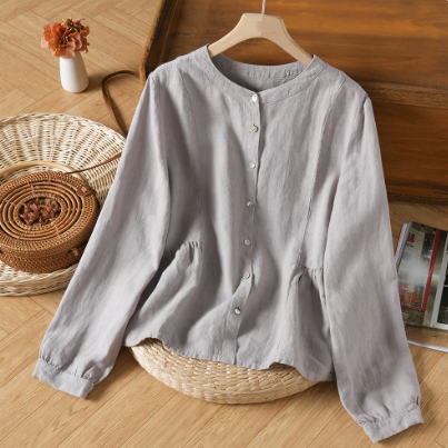 L-2XL 着回し 軽やか きれいめ 長袖 シャツ L ブルー
