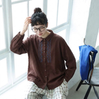 ML 花刺繍 ゆったり 着回し きれいめ 長袖 シャツ M ホワイト