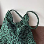新作発売！ 葉音が聞こえる編みトートバッグ フリー グリーン刺繍