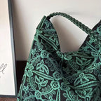新作発売！ 葉音が聞こえる編みトートバッグ フリー グリーン刺繍