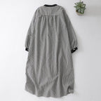 M-2XL レトロ チェック柄 ボタン 長袖 Aライン ワンピース M 写真通り