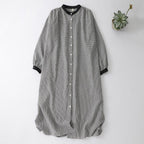 M-2XL レトロ チェック柄 ボタン 長袖 Aライン ワンピース 2XL 写真通り
