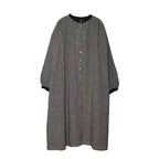 【コットン】M-2XL 長く着られる シンプル チェック柄 長袖 ワンピース M 写真通り