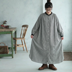 M-2XL レトロ チェック柄 ボタン 長袖 Aライン ワンピース M 写真通り